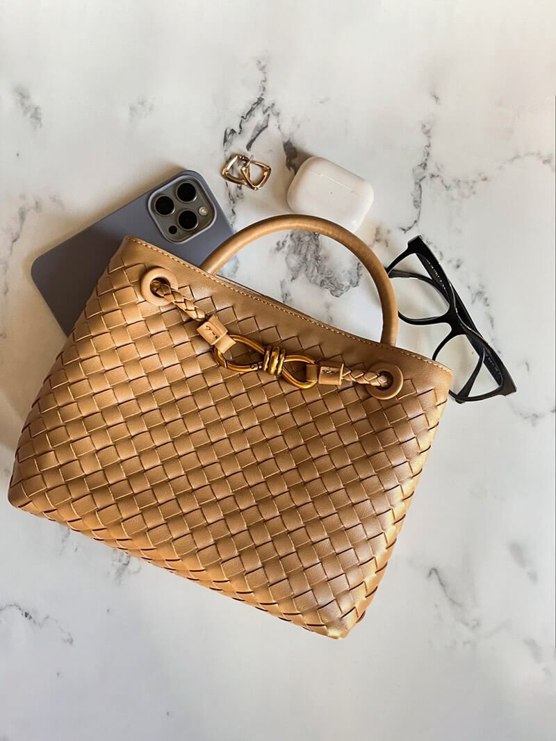 Lucia Woven Vegan Leather Structured Handbag in Two Sizes