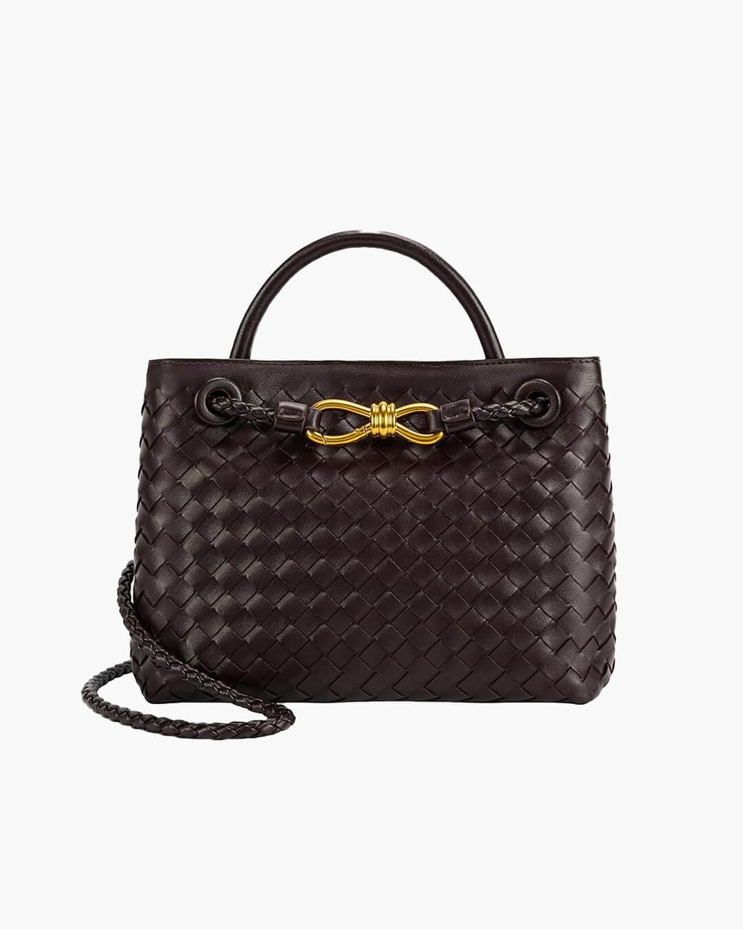 Lucia Woven Vegan Leather Structured Handbag in Two Sizes