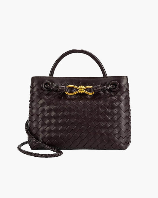 Lucia Woven Vegan Leather Structured Handbag in Two Sizes