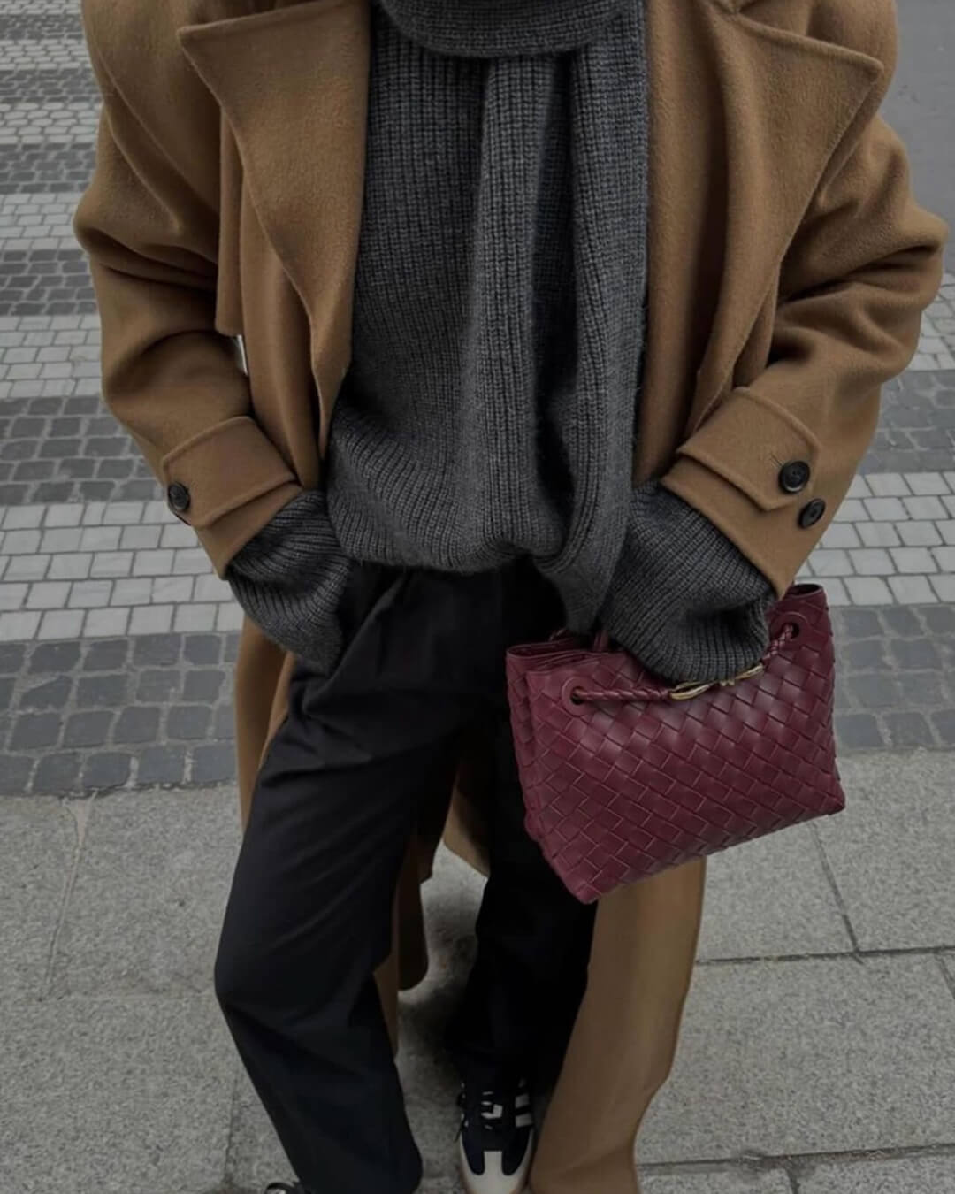 Lucia Woven Vegan Leather Structured Handbag in Two Sizes