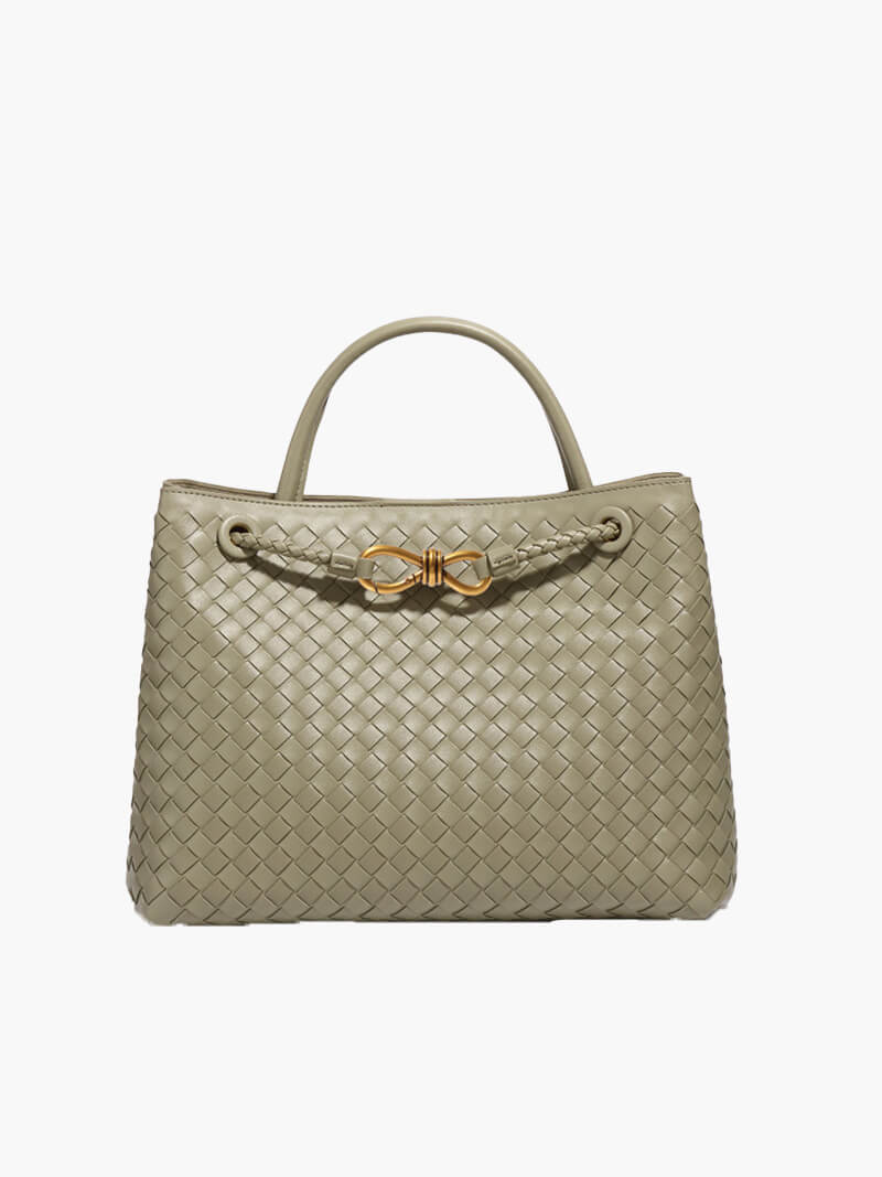 Lucia Woven Vegan Leather Structured Handbag in Two Sizes