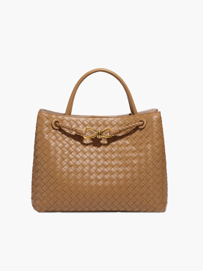 Lucia Woven Vegan Leather Structured Handbag in Two Sizes