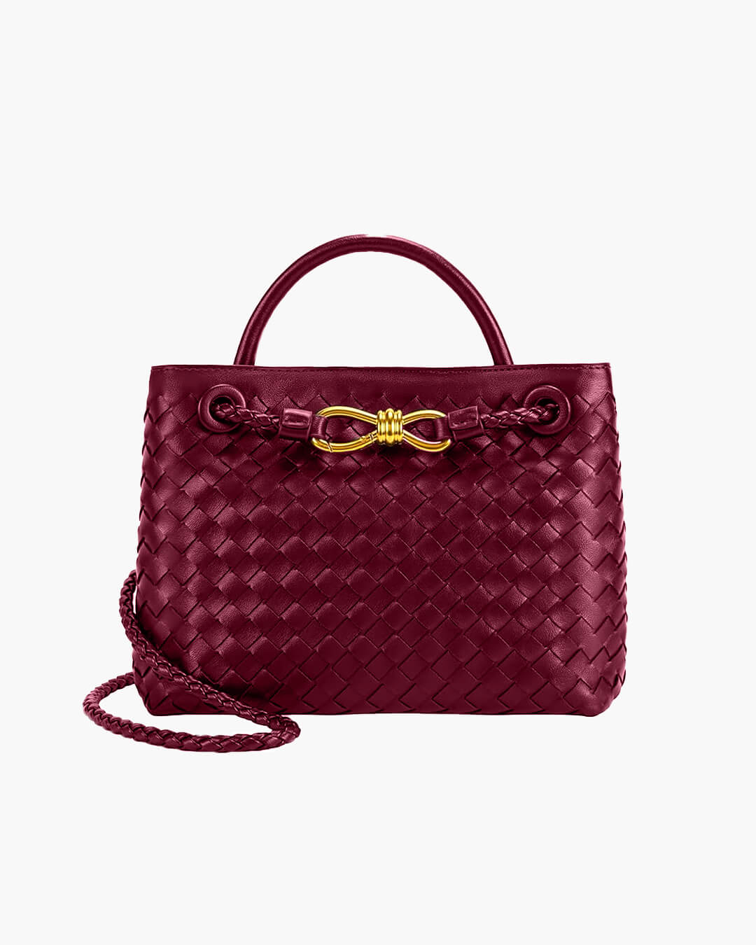 Lucia Woven Vegan Leather Structured Handbag in Two Sizes