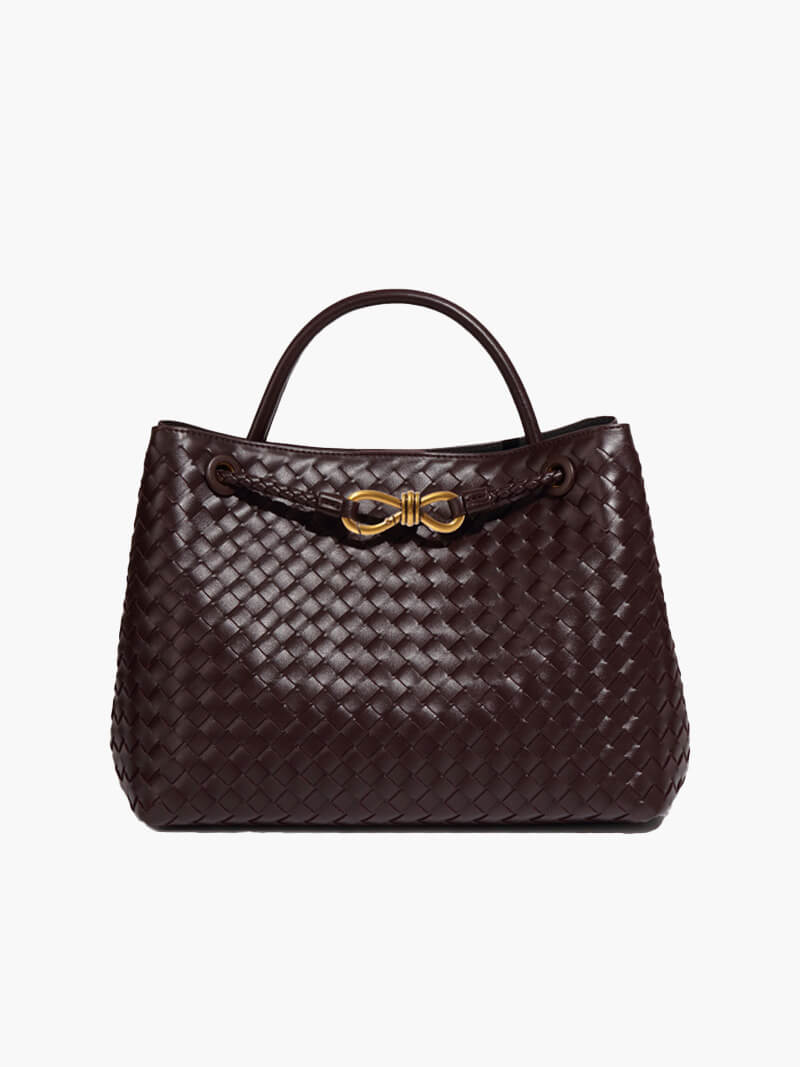 Lucia Woven Vegan Leather Structured Handbag in Two Sizes