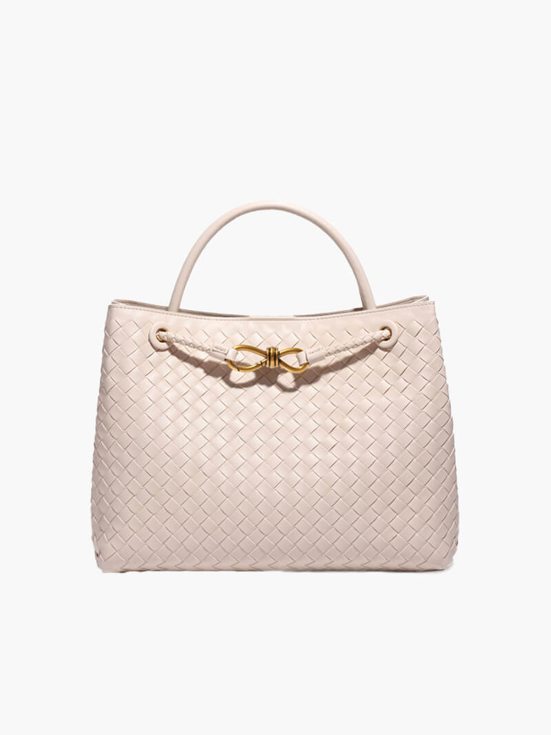Lucia Woven Vegan Leather Structured Handbag in Two Sizes