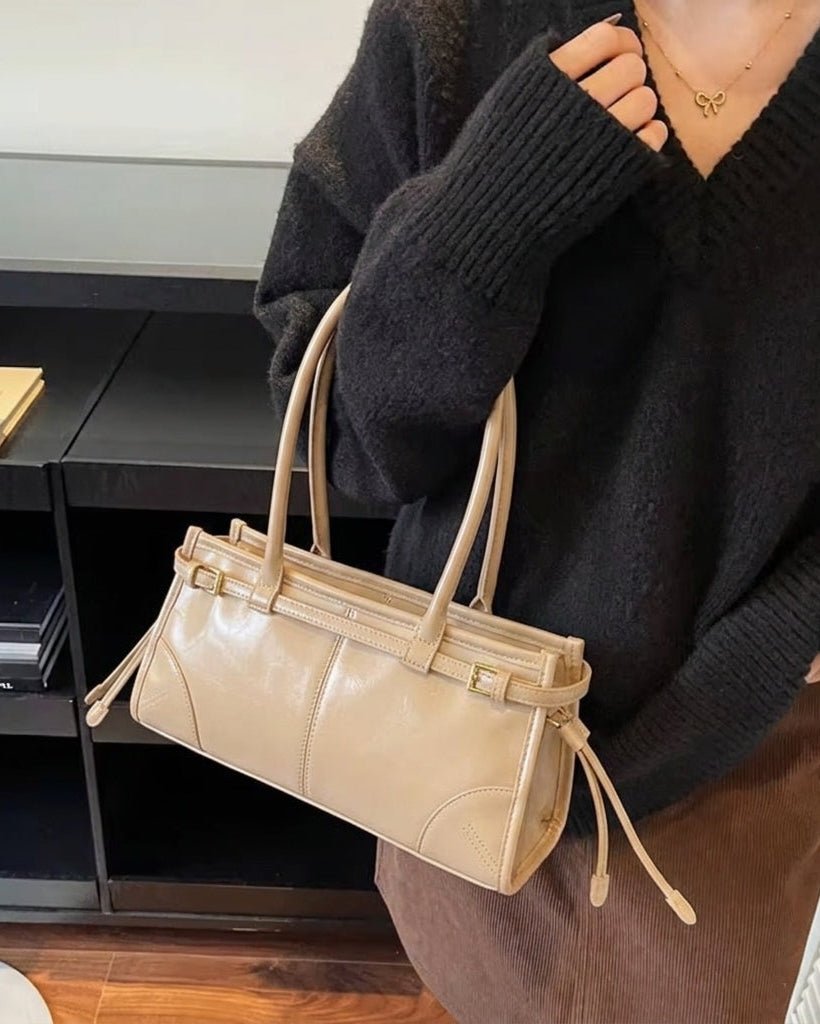Luna PU Leather Shoulder Bag with Belt Buckle Detail