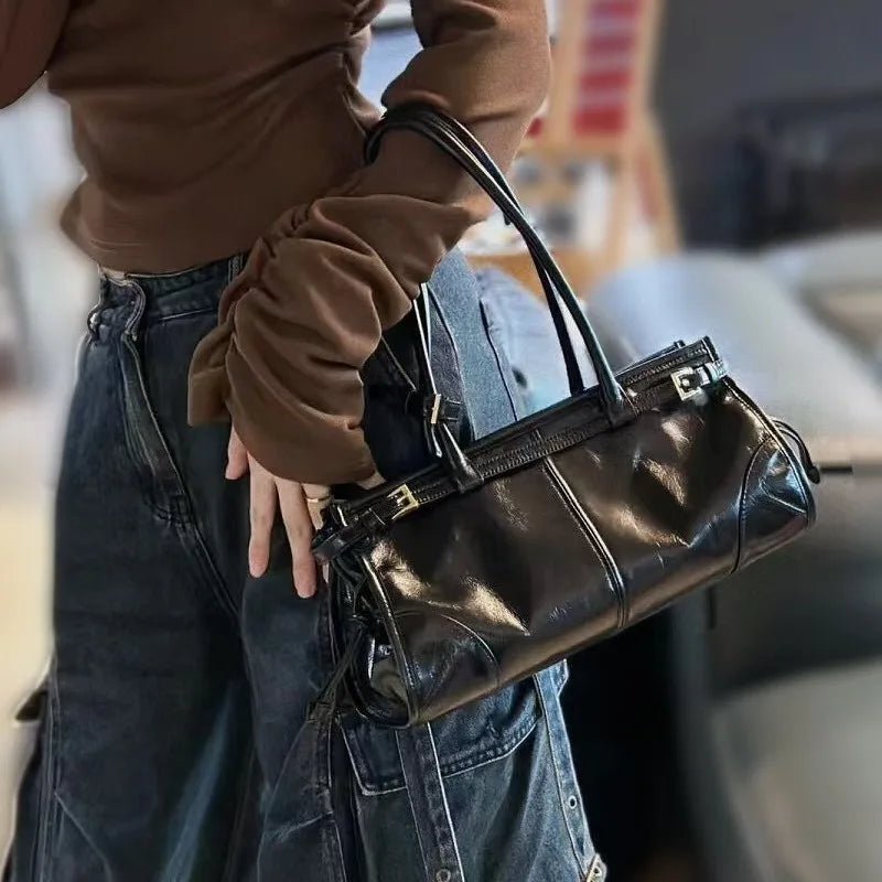 Luna PU Leather Shoulder Bag with Belt Buckle Detail – view 4
