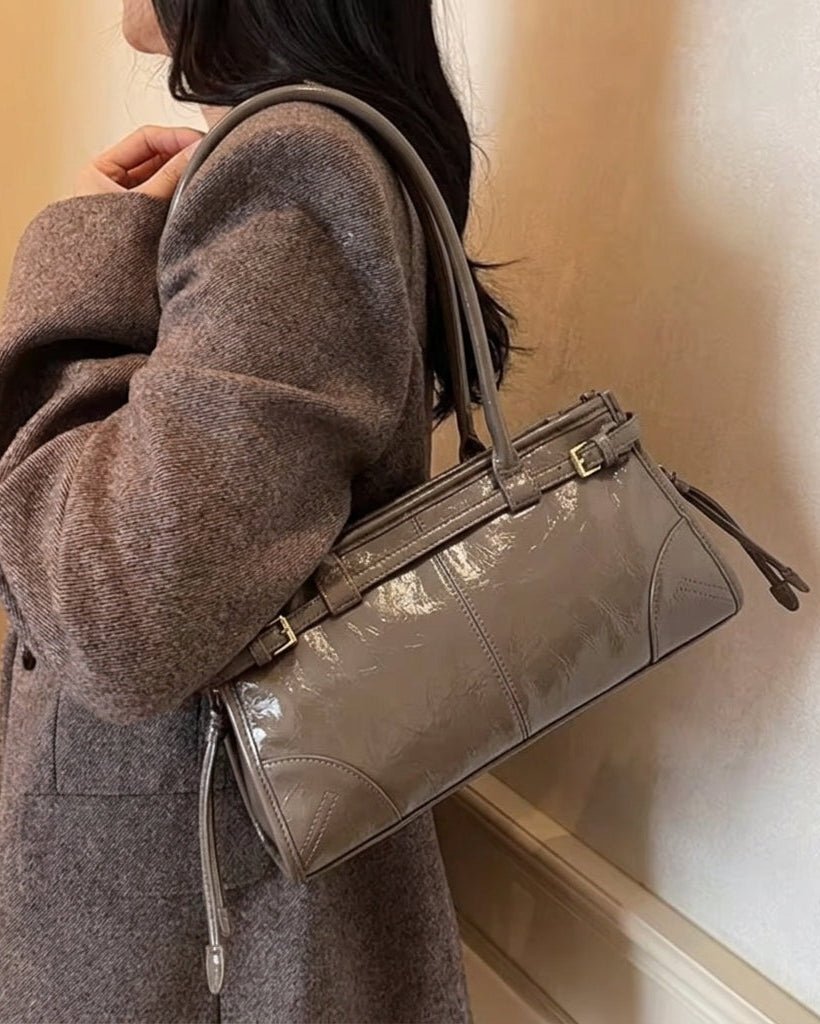 Luna PU Leather Shoulder Bag with Belt Buckle Detail