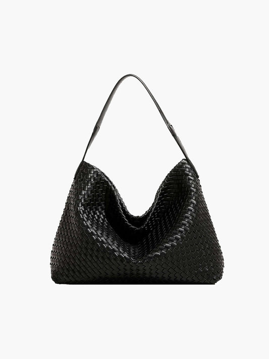 Sylvia Woven Vegan Leather Structured Tote Bag – view 2