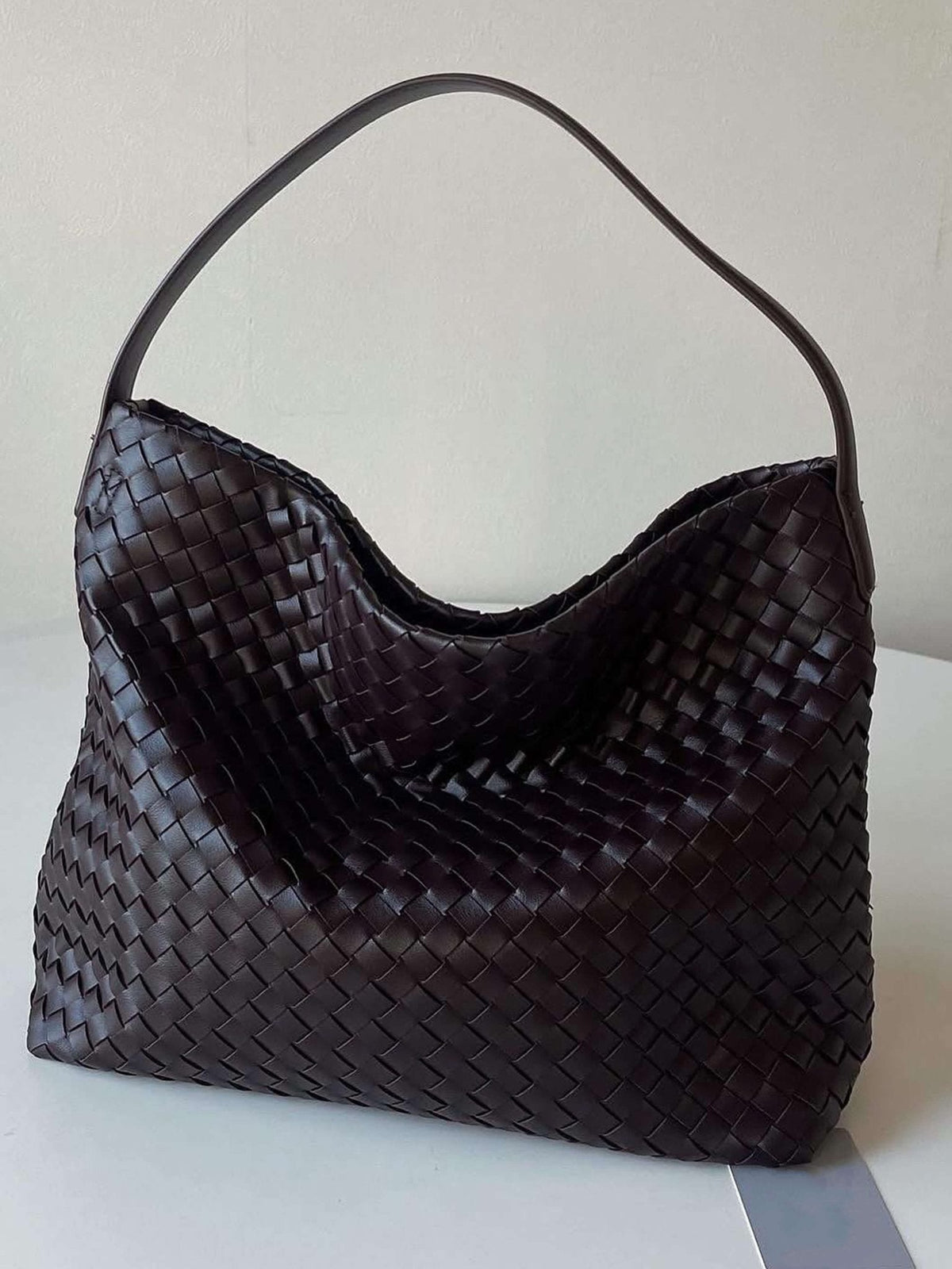 Sylvia Woven Vegan Leather Structured Tote Bag – view 9