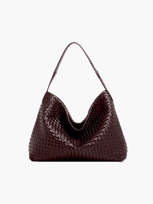 Sylvia Woven Vegan Leather Structured Tote Bag