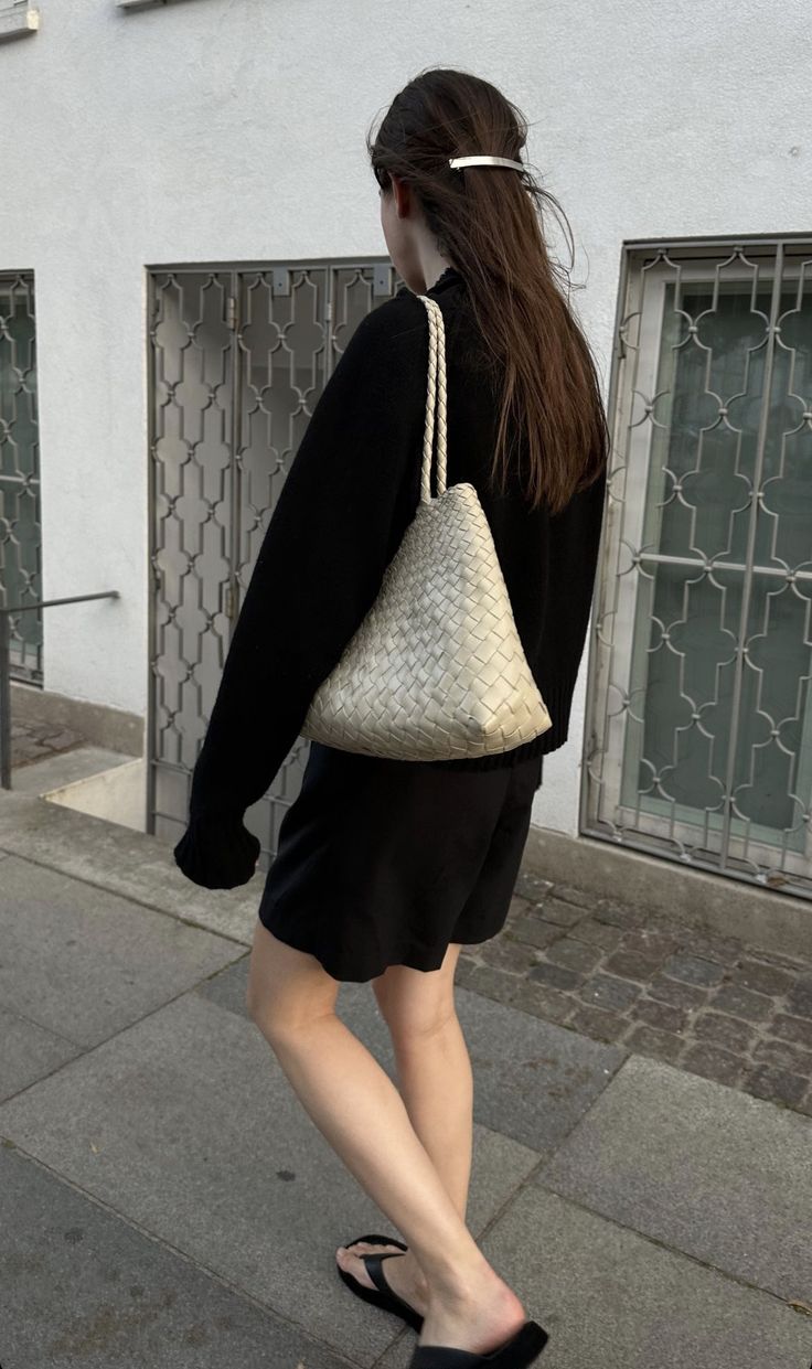 Marissa Medium Woven Vegan Leather Crescent Shoulder Bag