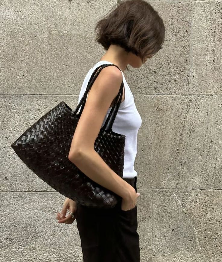 Marissa Medium Woven Vegan Leather Crescent Shoulder Bag – view 18