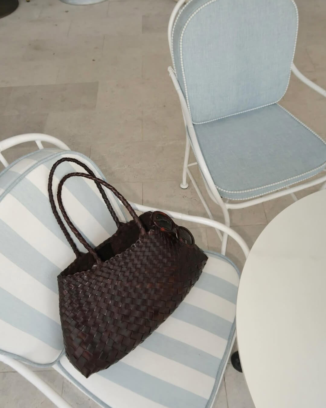 Marissa Medium Woven Vegan Leather Crescent Shoulder Bag