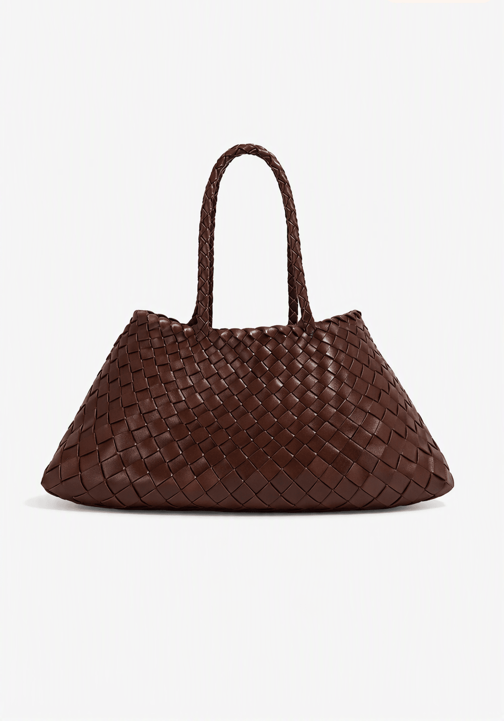 Marissa Medium Woven Vegan Leather Crescent Shoulder Bag – Dark Brown – view 1