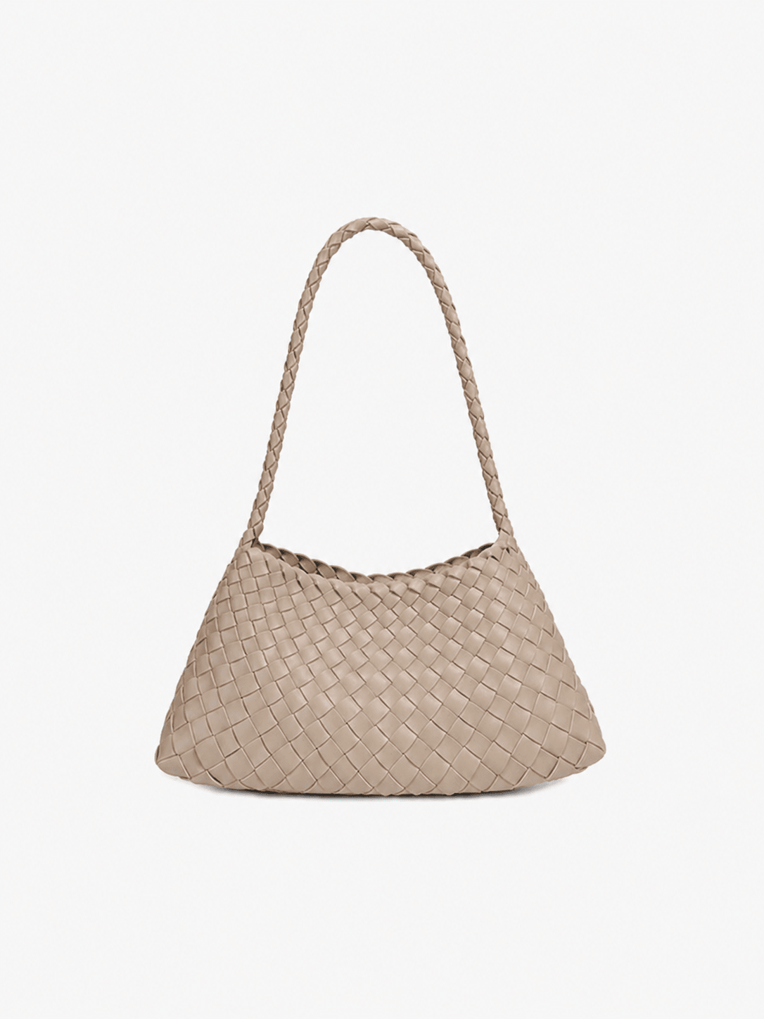 Marissa Small Woven Vegan Leather Crescent Bag with Handle