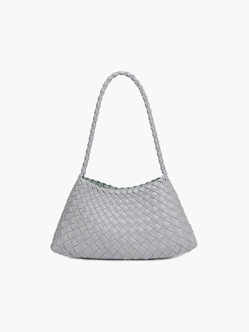 Marissa Small Woven Vegan Leather Crescent Bag with Handle