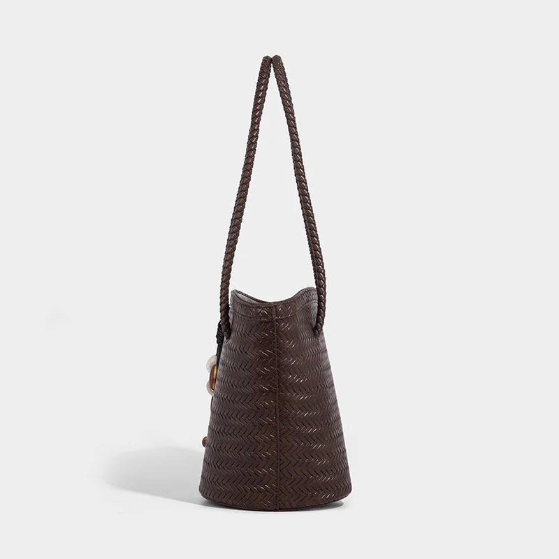 Meryl Woven Bucket Bag with Removable Pouch and Adjustable Strap