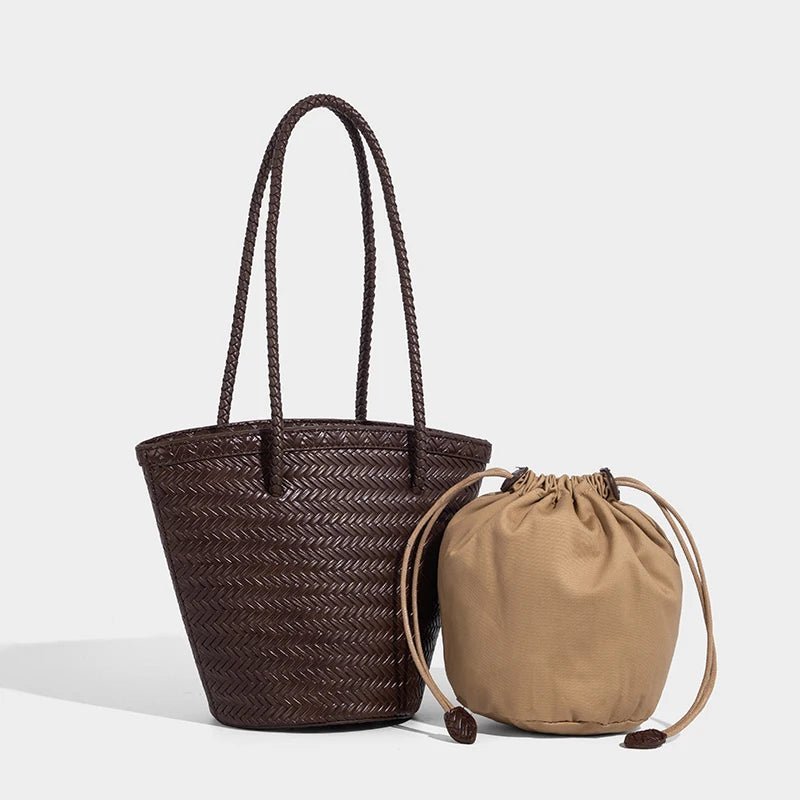 Meryl Woven Bucket Bag with Removable Pouch and Adjustable Strap – view 10