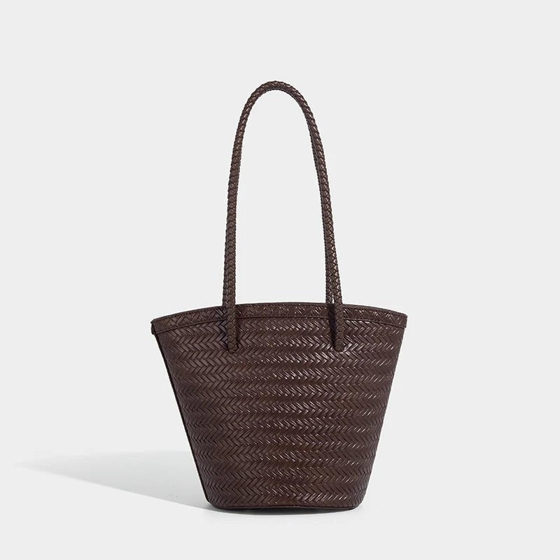 Meryl Woven Bucket Bag with Removable Pouch and Adjustable Strap