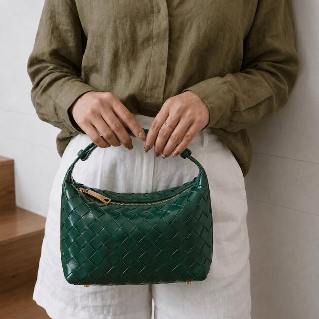 Mica Mini Woven Vegan Leather Bag with Adjustable Handle