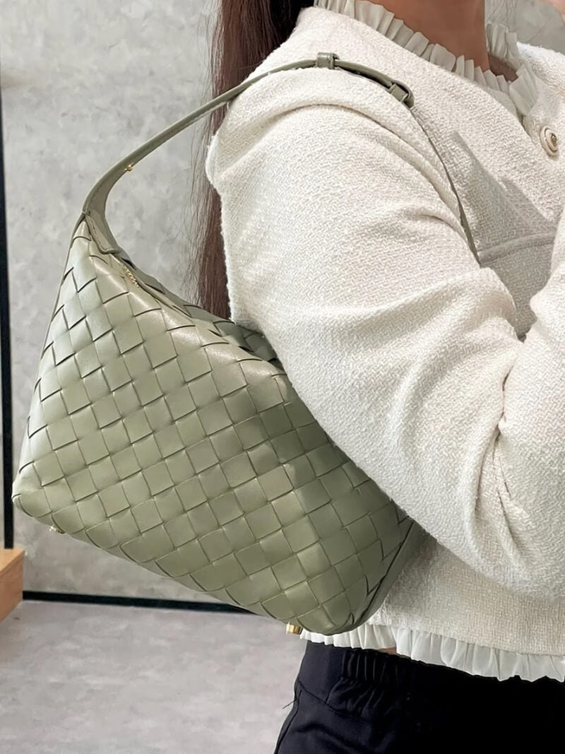 Mica Mini Woven Vegan Leather Bag with Adjustable Handle