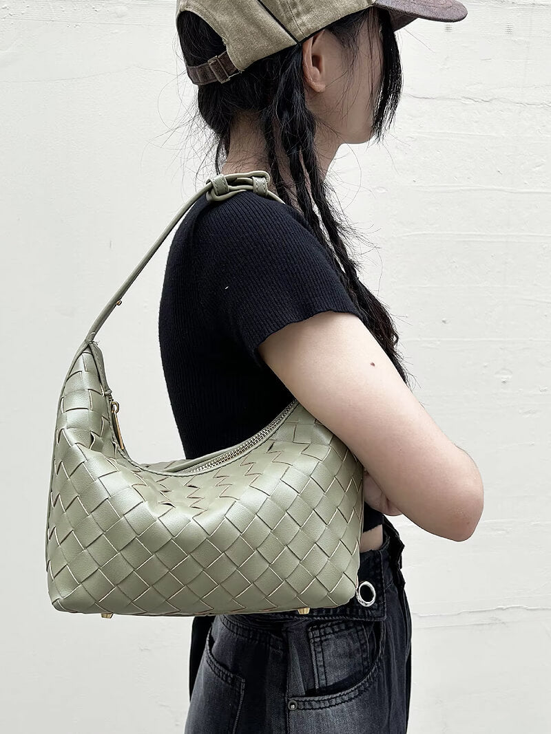 Mica Mini Woven Vegan Leather Bag with Adjustable Handle