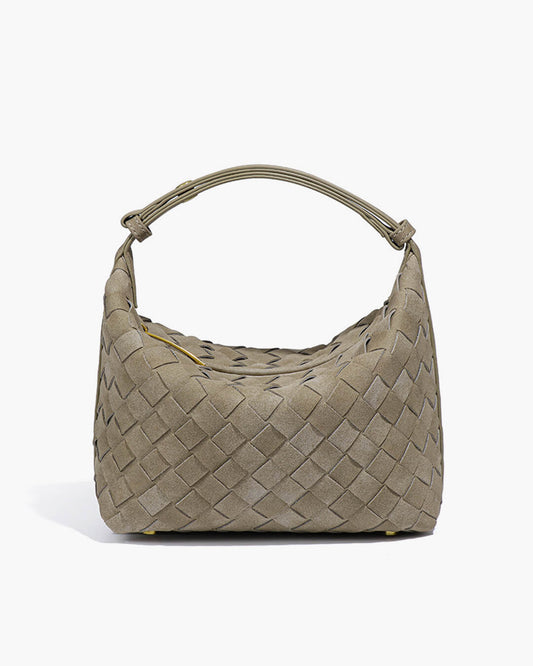 Mica Woven Vegan Suede Shoulder Bag with Single Strap