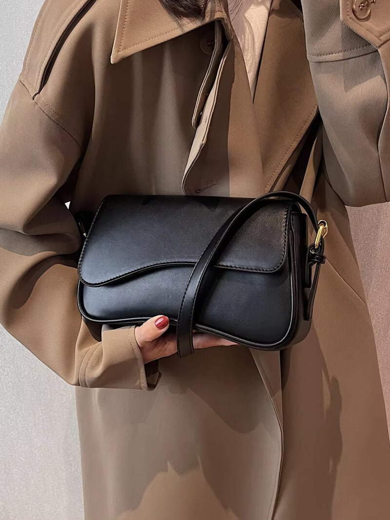 Mila Vegan Leather Saddle Bag with Adjustable Crossbody Strap – view 4