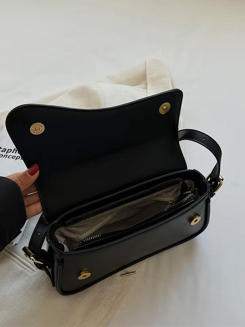 Mila Vegan Leather Saddle Bag with Adjustable Crossbody Strap