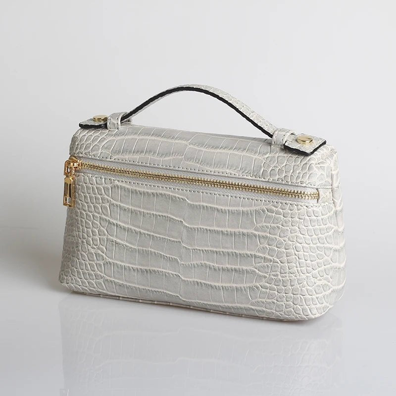 Minerva Croc-Embossed Vegan Leather Top Handle Clutch Bag – view 7