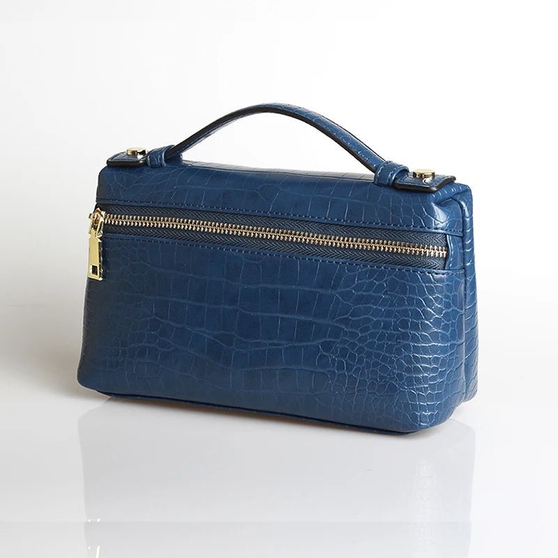 Minerva Croc-Embossed Vegan Leather Top Handle Clutch Bag – view 10