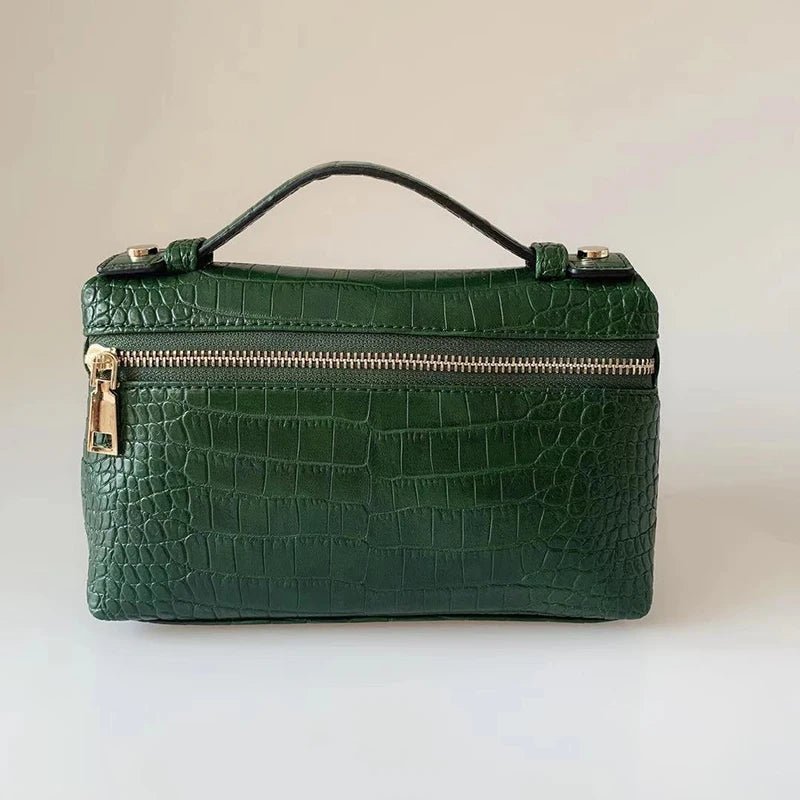 Minerva Croc-Embossed Vegan Leather Top Handle Clutch Bag – view 9