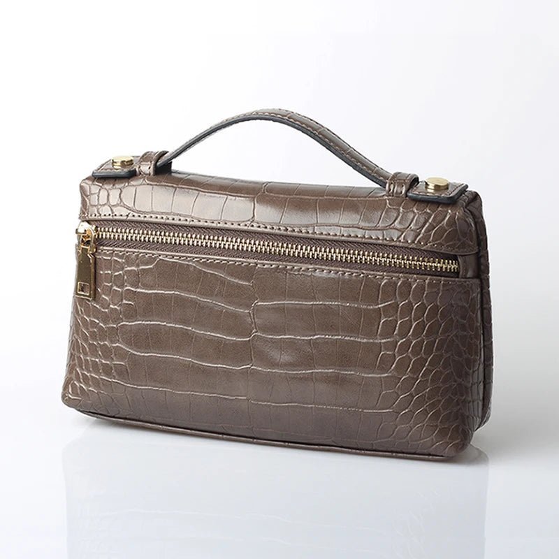 Minerva Croc-Embossed Vegan Leather Top Handle Clutch Bag – view 4