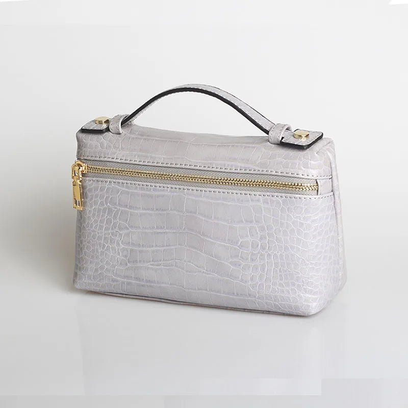 Minerva Croc-Embossed Vegan Leather Top Handle Clutch Bag – view 8