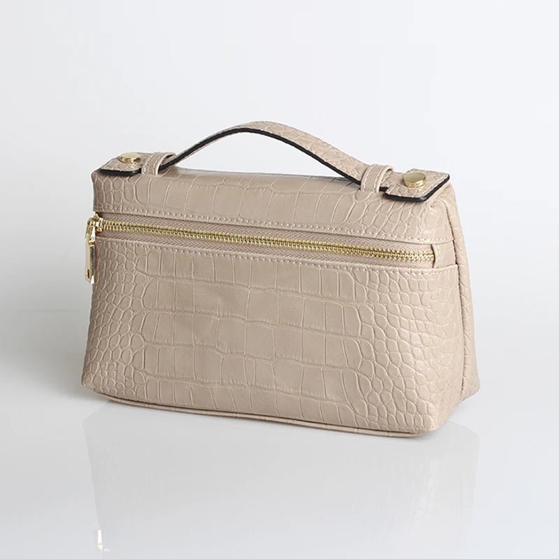 Minerva Croc-Embossed Vegan Leather Top Handle Clutch Bag – view 3