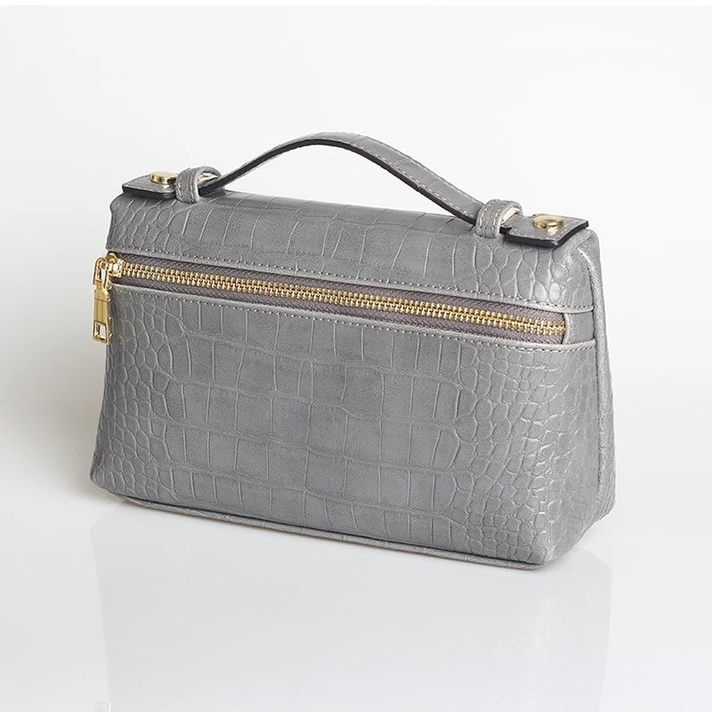 Minerva Croc-Embossed Vegan Leather Top Handle Clutch Bag – view 5