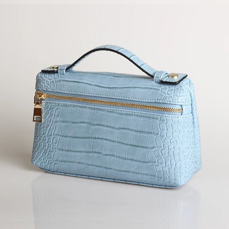 Minerva Croc-Embossed Vegan Leather Top Handle Clutch Bag – view 11