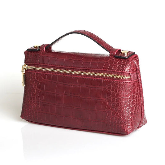 Minerva Croc-Embossed Vegan Leather Top Handle Clutch Bag – view 2