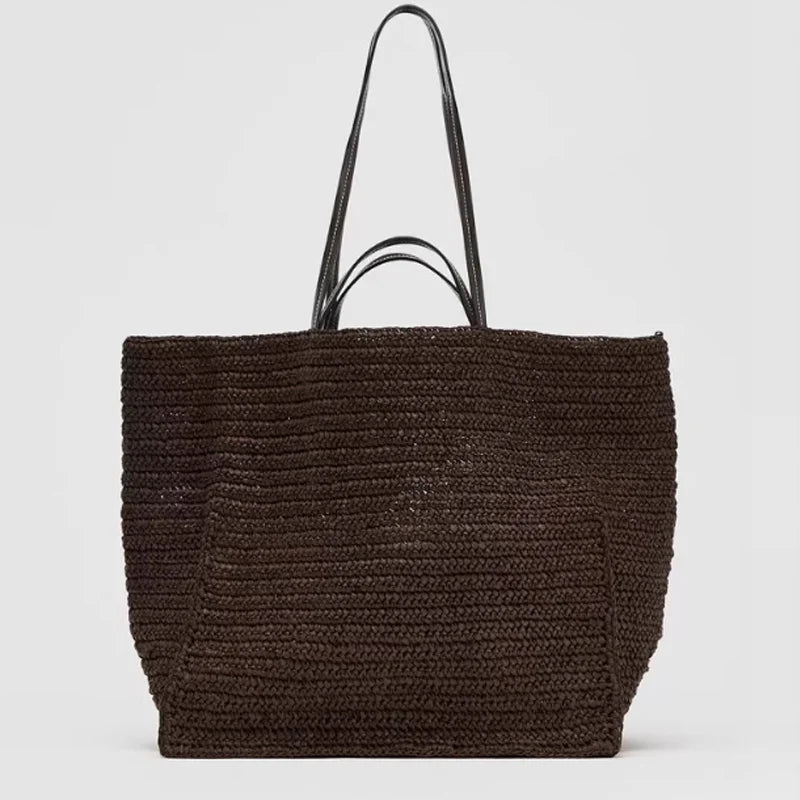 Celeste Handwoven Natural Straw Large Tote Bag with Open Top