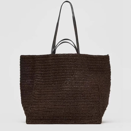 Celeste Handwoven Natural Straw Large Tote Bag with Open Top