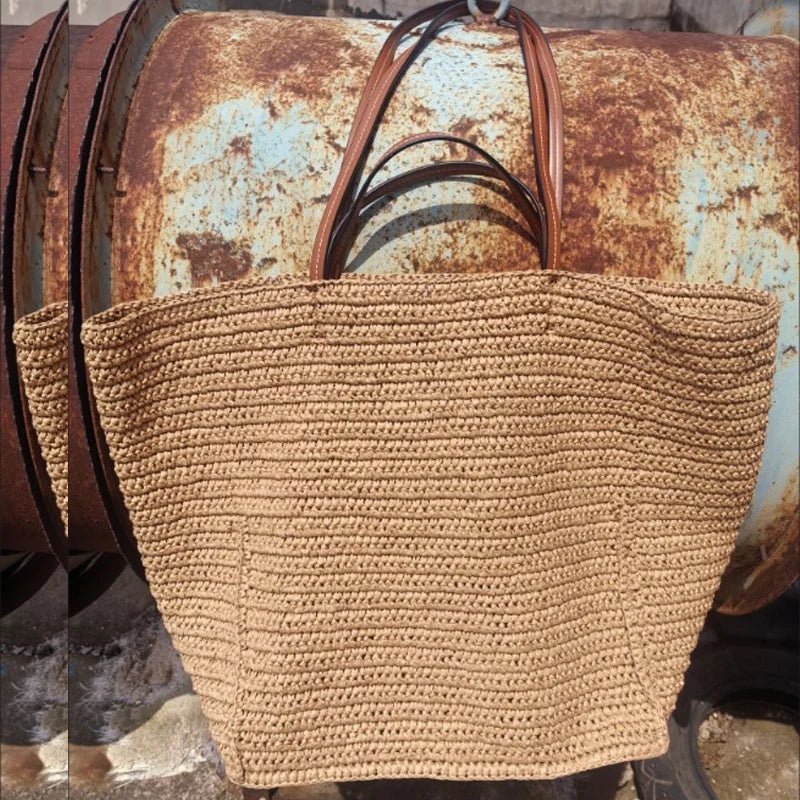 Celeste Handwoven Natural Straw Large Tote Bag with Open Top – view 4