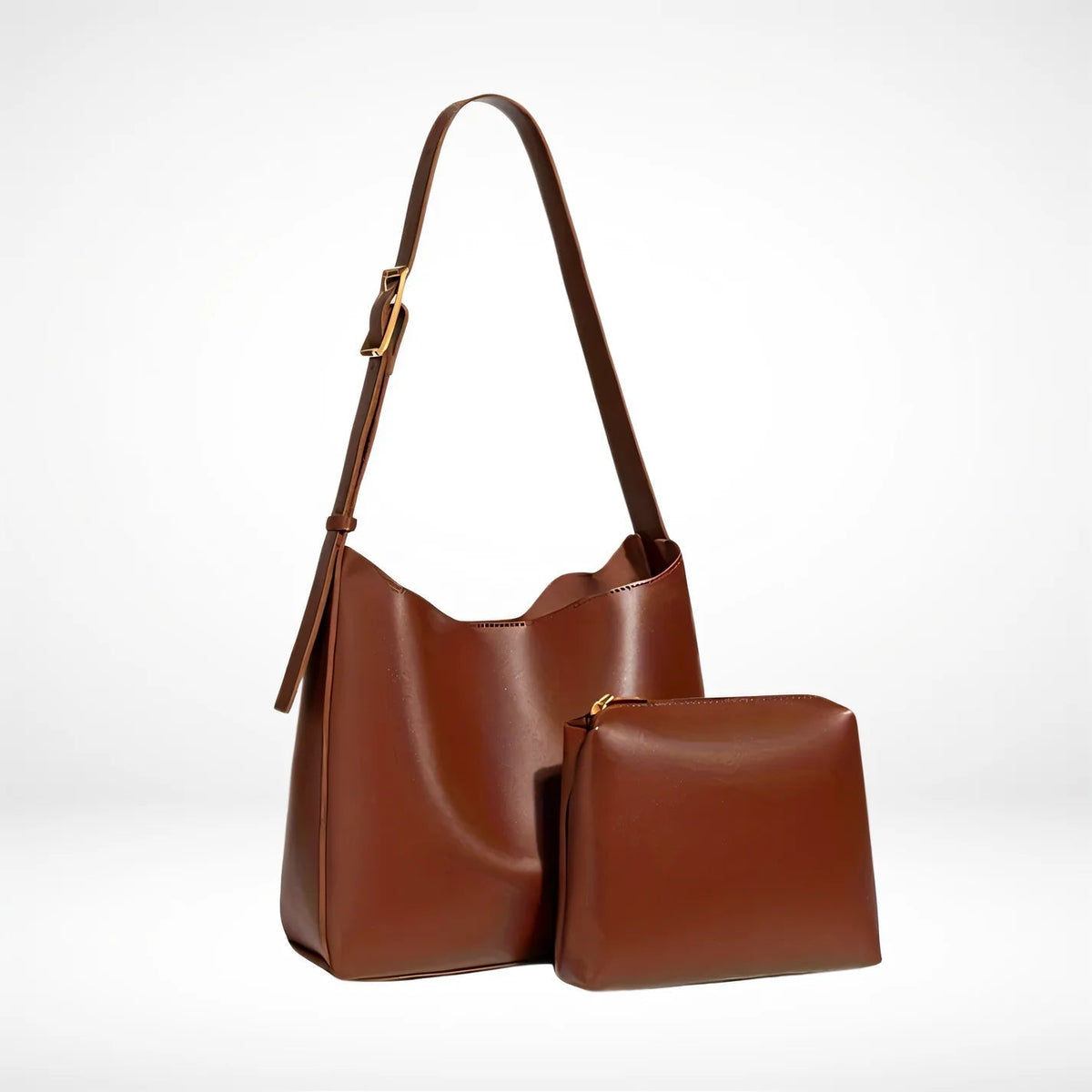 Nina Vintage-Inspired Vegan Leather Shoulder Bag with Adjustable Strap