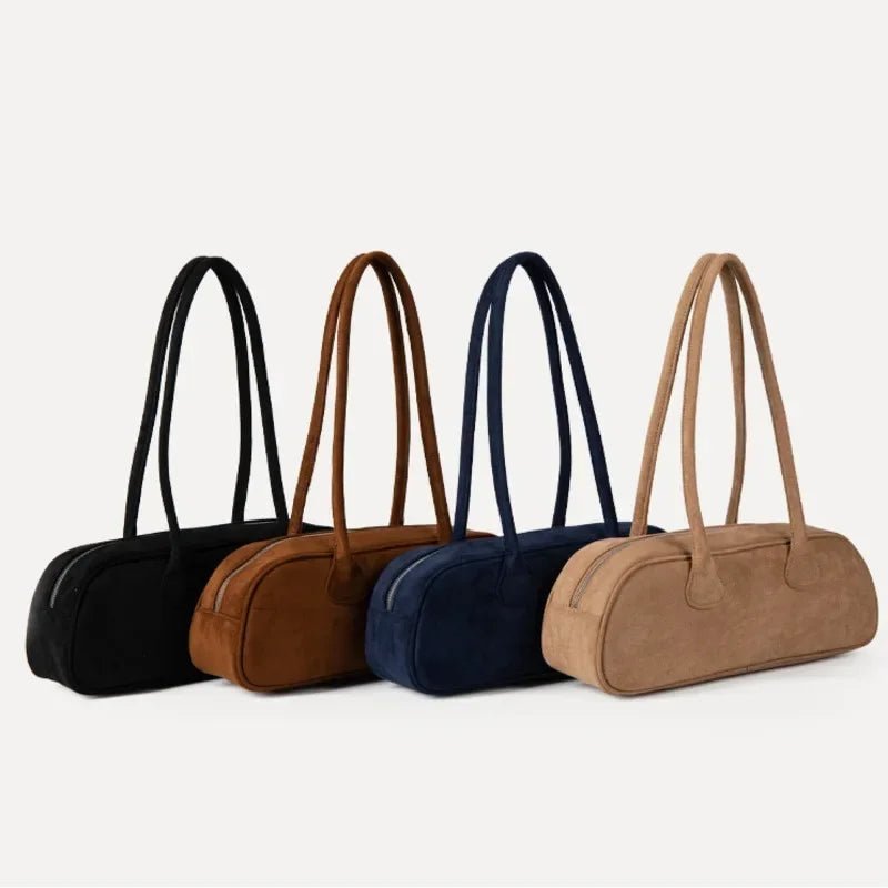 Pauleen Faux Suede Multi-Pocket Baguette Bag with Zip
