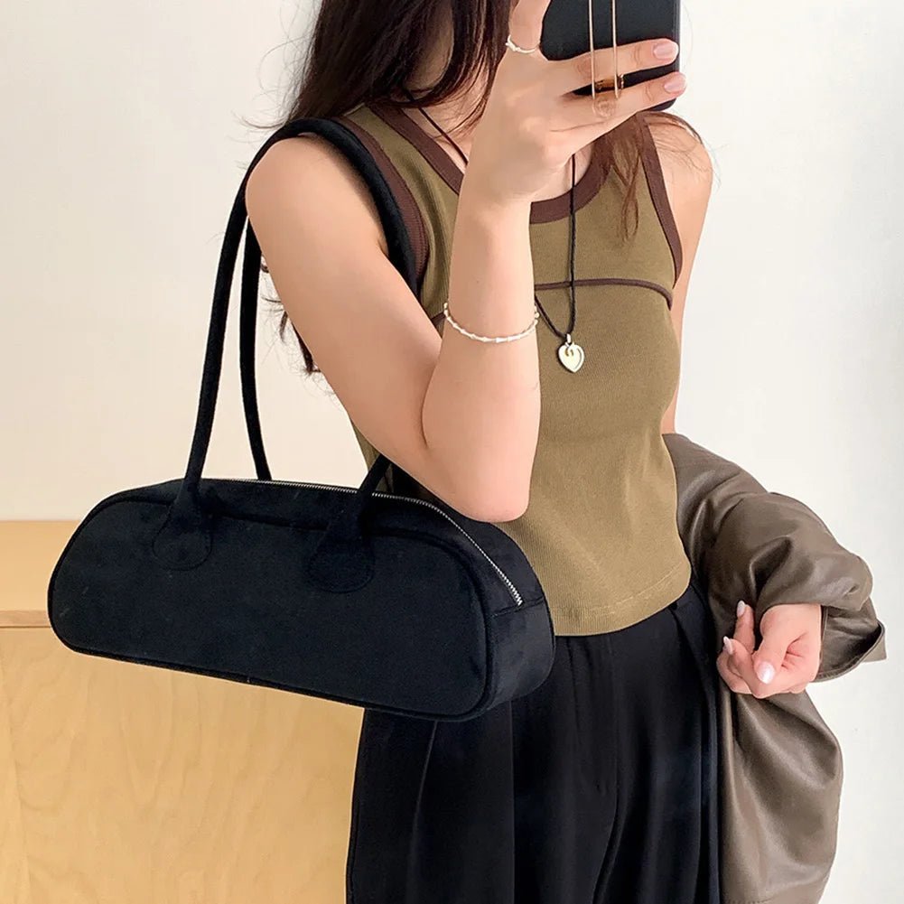 Pauleen Faux Suede Multi-Pocket Baguette Bag with Zip – view 5