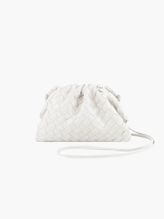 Rachel Compact Woven Faux Leather Pouch Crossbody Bag