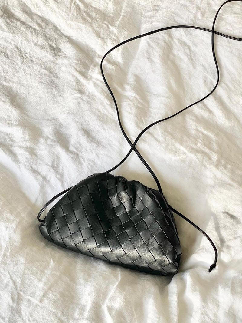 Rachel Compact Woven Faux Leather Pouch Crossbody Bag – view 4