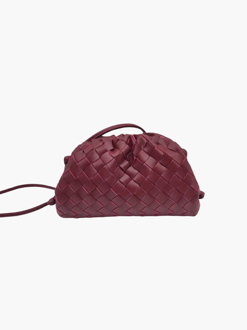 Rachel Compact Woven Faux Leather Pouch Crossbody Bag