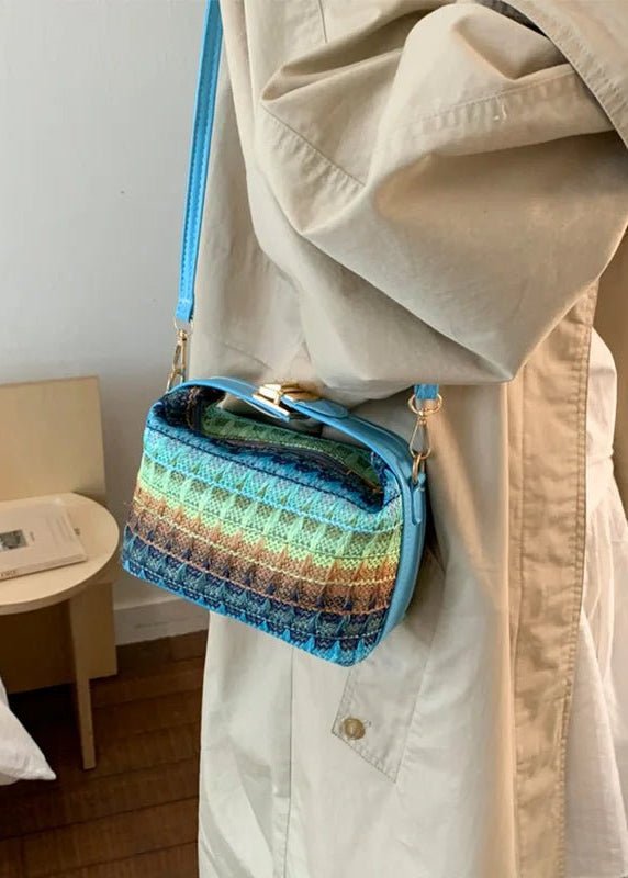 Raphaela Hand-Woven Raffia Hobo Sling Bag with Cotton Lining – Light Blue – view 1