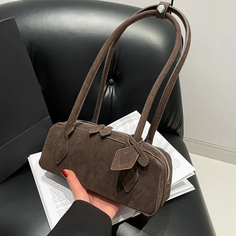 Rebecca Retro Faux Suede Underarm Bag for Shoulder or Crossbody
